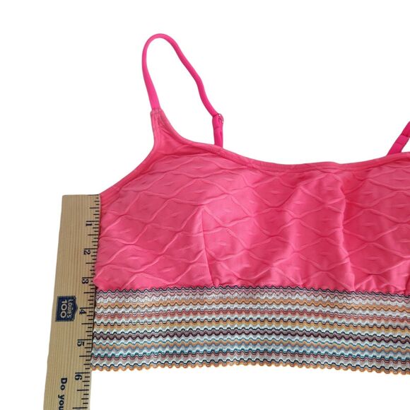 Cupshe Geo Stitch Scoop Bralette Bikini Top Swim Size Large Bright Pink NWT - Picture 5 of 9